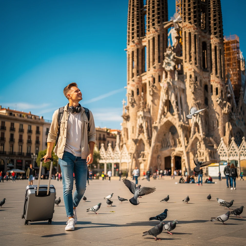 Dansk studerende ankommer til Sagrada Familia i Barcelona til praktikophold i Spanien 2026